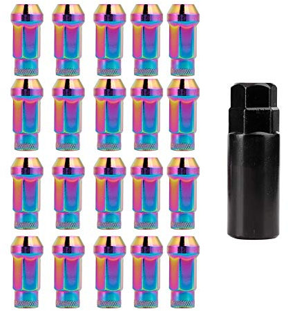 Radmuttern, 20 Stück M12 * 1,25 Edelstahl Eichel Verlängerte Open End Wheel Racing Radmuttern mit Schlüssel