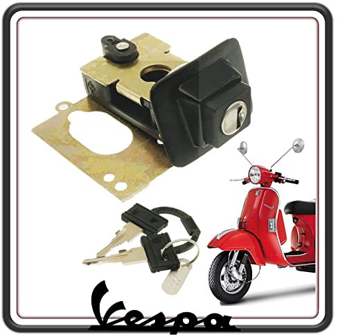 GSC RICAMBI SRL Serratura Completa Chiavi Per Sella Vespa PX - Vespa PXE Rainbow. Sedia Retrò Per Motociclisti. Ciliegio. Nero.