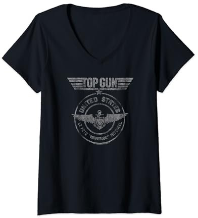 Damen Top Gun Leutnant Pete Mitchell Seal T-Shirt mit V-Ausschnitt