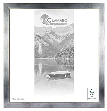 CLAMARO 'Collage' Bilderrahmen 50x50 quadratisch | Silber Gebürstet | Handgefertigter moderner eckiger Bilder- u. Fotorahmen inkl. Acrylglas, Rückwand und Aufhänger (querformat & Hochformat)