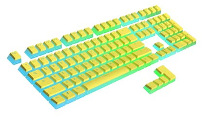 Ranked Pudding PBT Keycaps | 112 Double Shot Translucent ANSI US & ISO Layout | OEM Profile for RGB Mechanical Gaming Keyboard (Yellow)