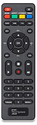TELE System Telecomando Originale per Decoder Digitale Terrestre TS6818 T2HEVC e TS6005 Stealth. Telecomando originale per decoder pratico e funzionale, esperienza d'uso ottimale.