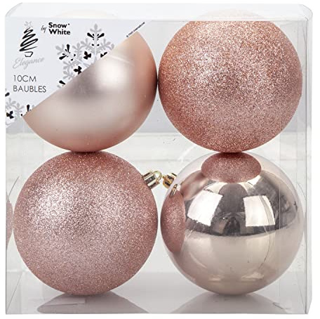 VFM - Rose Gold 10cm Christmas Baubles (4 Pack)