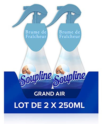 SOUPLINE - Brume de Linge Parfum Grand Air - Spray Pour Rafraîchir le Linge - Parfume Instantanément - Complément idéal à votre adoucissant - Lot de 2X 250 ml
