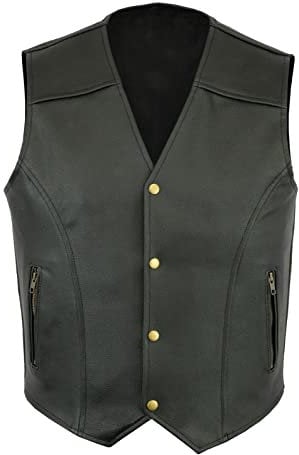 Beokeuioe Men's Motorcycle Vest Leather Vest Chopper Vest Faux Leather Biker Rocker Motorcycle Club Vest Lacing Vest Motorcycle Team Punk Leather Vest Coat Faux Leather Vest, D Black, M