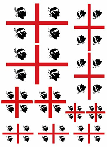 Daged Sardinien Flaggen Fahne Set 11 Stück Aufkleber selbstklebend Sticker - PKW Auto Motorrad Biker Büro - FS