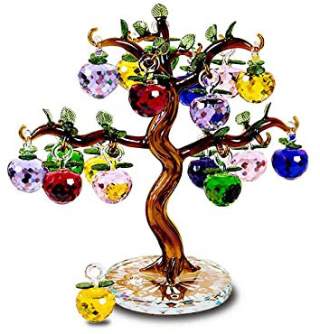 Crystal Glass Apple Tree with 6/10/12/16/18/36pcs Apples Craft Home Decor Figurines Christmas Gifts Souvenirs Decor,3cm 10pcs