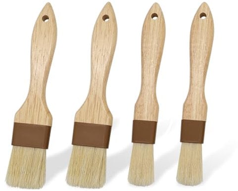 YDHfdc 4 Stücke Backpinsel Naturborsten Küchenpinsel Ölpinsel Backpinsel hitzebeständig Grillpinsel Kochpinsel für Grill, Fleisch, Gebäck (Klein + Mittel)