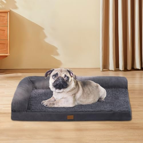 Sheepping Orthopädisches Hundebett für kleine Hunde, Hundesofa mit Rand Mittelgroße Hunde Hundecouch Bettchen Waschbar 76x51x18cm