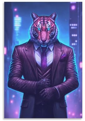 LBLmoney Hitman Tiger, dekorative Wandkunst für den Innenbereich, hochauflösendes Poster, Heimästhetisches Hintergrundgemälde für Wohnzimmer, Schlafzimmer, 20 x 30 cm