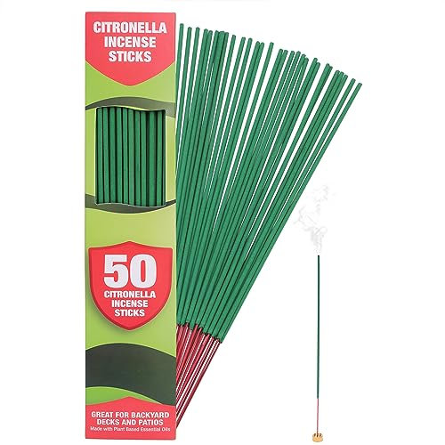 Citronella Räucherstäbchen 50 Stück pro Box - Citronella Räucherstäbchen für Camping, Terrasse, Wandern, Outdoor, etc