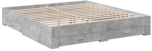 vidaXL Bettgestell mit Schubladen Betongrau 180x200 cm Holzwerkstoff