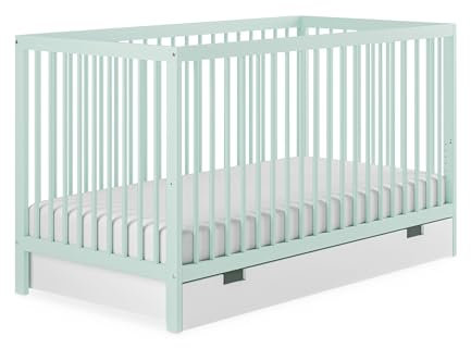 Ehrenkind® Babybett PUR inkl. Schublade 140x70 Buchenholz | Mint | Kinderbett 9-Fach höhenverstellbar mit entnehmbaren Stangen | Baby Bett