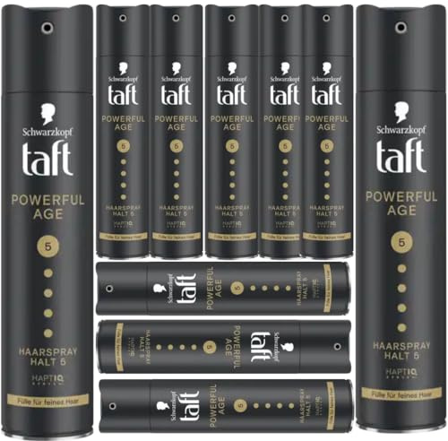 Mit Pufai Grocery, Taft Haarspray Powerful Age Kristall Glanz Halt 5+ Spray Haarspray 250 Mililiter x 10 Stück
