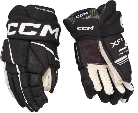 CCM Tacks XF80 Junior Eishockey Handschuhe (Schwarz/weiß, 12 Zoll)