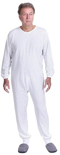 FERRUCCI COMFORT Pigiama Sanitario Girocollo con Cerniera Zip sul Dorso - 9017 - per Anziani, Alzheimer, Incontinenza