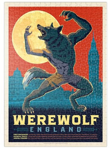 MyPuzzle Mythical Creatures: Werewolf (England), Vintage Poster - Premium 500 Teile Puzzle - MyPuzzle Sonderkollektion von Anderson Design Group