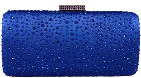 YUEZHAN Abendtasche Damen Clutch Damen Kristall Abend Taschen Hochzeits-Party Strass-Geldbörsen Handtaschen Braut Kiste Clutch Tasche Einer Größe Blue Crystal Clutch
