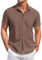 COOFANDY Men's Short Sleeved Casual Smart Beach Summer Shirts - Regular Fit Brown XL
