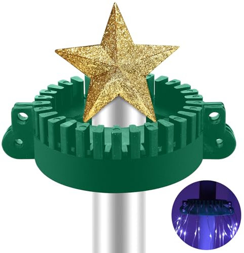 Menkxi Christmas Tree Topper with Hooks for Lights, Flagpole - 7 x 5 x 1 3/4 Inch