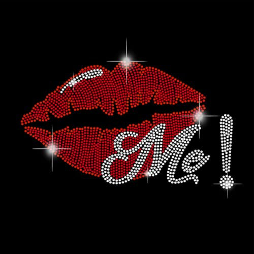 SUPERDANT Lippen Strass Hotfix Zum Aufbügeln Kiss Me Bügelbild Strass Zum Aufbügeln Bling DIY Stras Transfer Aufbügel Für T Shirts Westen Jacken Hoodie Tasche Mantel Kunsthandwerk Dekor