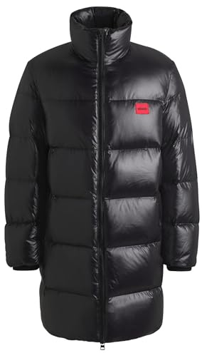 HUGO Mens Magnus2242 in Logo-Trim Down Jacket with Water-Repellent Finish Black