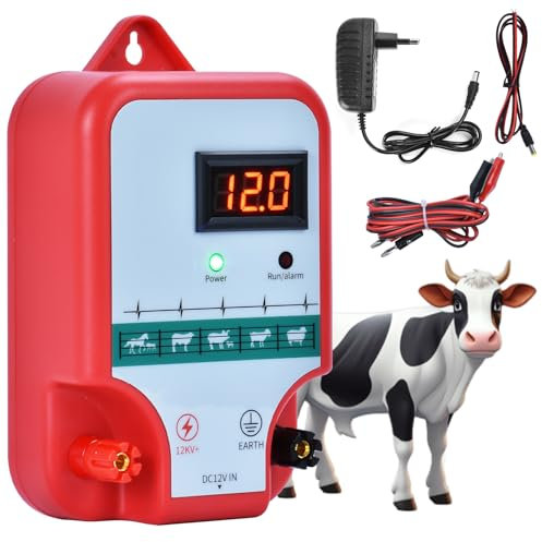 15 KM electrificateur cloture electrique,Clôture électrique pour animaux, Cloture Electrique pour Animaux avec affichage LED, Animaux ÉLevage D'Animaux ÉLectrique ContrôLeur Pour ferme jardin pâturage
