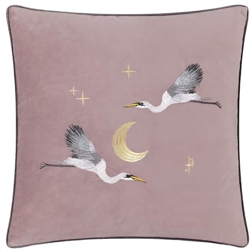 Paoletti Fodera per cuscino in velluto ricamato Moonlit Flight Rosa antico - 45x45 cm