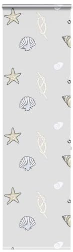 Homgoday Duschrollo mit Kassette Duschvorhang Badrollo Duschrollo für Badewanne Duschrollo für Dusche und kleine Bäder mit Kassette 80x240 cm Stoffbreite 76 cm Muster de Seestern