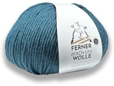 Ferner Wolle 8-fach uni petrol mit mulesingfreier Merinowolle, Sockenwolle, dickes Sockengarn einfarbig, Strumpfwolle 8-fädig, 100g (11 petrol)