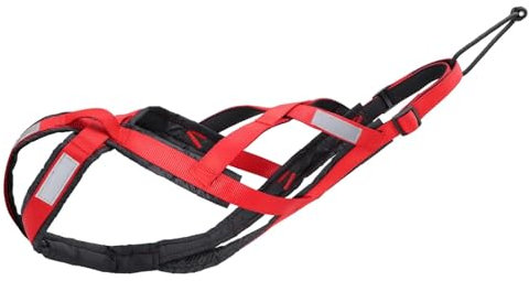 HEUchuan Hundeschlittengeschirr Hundeschlittengeschirr Haustiergewicht Ziehen Schlittengeschirr Mushing X-Back Geschirr for große Hunde Husky Canicross Skijöring Scootering(Red,2XL)