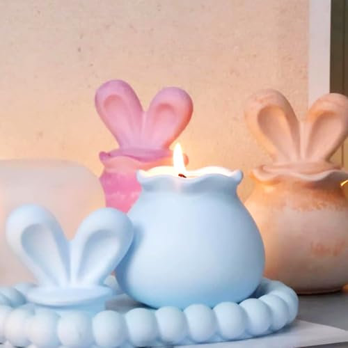 1/2 Stück 3D Ostern Kaninchen Silikonformen Gießformen,Silikon Gießform Kerzenhalter, Silikonform Hase, Osterhase Silikonform for Gips, Kerzen,Gips, Handwerk (Hase in Eierform)