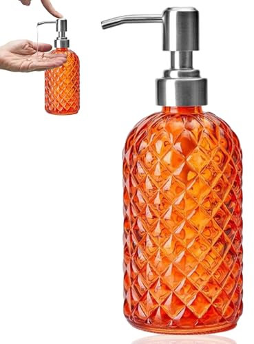 Distributeur de savon en verre avec pompe, 400 ml, rechargeable, flacon antidérapant pour huile essentielle, liquide vaisselle, shampooing, gel douche