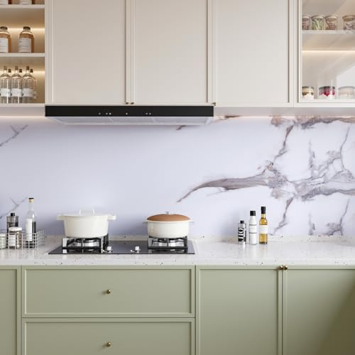 VaryFloral 30cmx300cm Orange Grey Marble Effect Vinyl Wallpaper