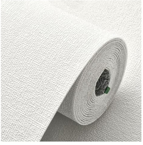NHEISSCF Kratzfeste Tapete, schalldichte und schneidbare Wandpaneele, dekorative Hintergrundwand mit Leinenmuster(White,10x0.5m/32.8x1.64ft)