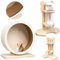 2 Pcs Wooden Hamster Wheel & Water Bottle Holder Set, Small Pets Silent Exercise with Water Bottle Stand, Running Spinner Wheel Play Toy for Small Animal Guinea Pigs Gerbil Mice Rat Chinchillas