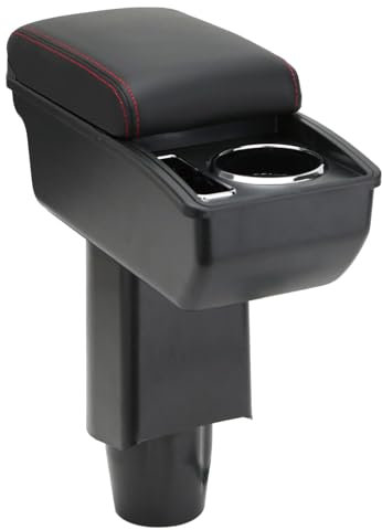 OYHCM Bracciolo Centrale per FIAT 500, Doppio Scomparto, Pelle Nera, Facile da Installare, Accessorio Auto Personalizzato