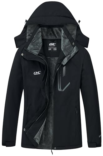 DCmount Winterjacke Damen Winddicht Skijacke Damen warm Fleecejacke wasserdicht verdickt gefüttert Funktionsjacke mit abnehmbarer Kapuze