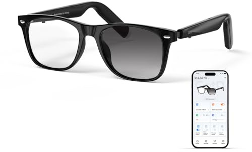 GetD AI Audio-Brille, Bluetooth-Brille mit 11 Stunden Akkulaufzeit, offene smarte Audiobrille, polarisierte Gläser, UV-Schutzgläser (Phototrope Gläser (klar zu grau))