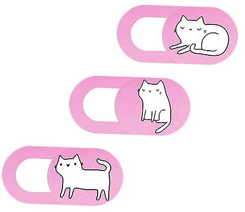 Veemoon 3pcs Cat Pattern Webcam Cover Laptop Camera Cover Privacy Protector Slide for Computer Tablets Pink