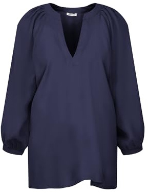 Seidensticker Damen Shirtbluse Oversized 3/4 ohne Kragen 88% Modal 12% Polyester