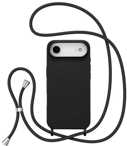 ZTOFERA Crossbody Lanyard Case for iPhone Air (6.5), Black | Liquid Silicone Phone Case with Strap, Adjustable Neck Cord Necklace, Soft Protective Cover, Portability, Anti-Drop
