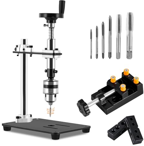 MXBAOHENG M3-M10 Taraudeuse Verticale Manuelle de Précision avec étau et 6 tarauds Machine à Tarauder Verticale Taraudeuse sur table manuelle pour taraudage dans le métal, le bois et le plastique