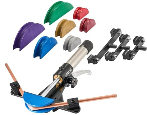 VEVOR Kit Piegatubi Idraulico per Tubi Pinza Idraulica per Piegtura di Tubi in Rame Alluminio Spessore 0,6-1,5 mm, Utensili per Piegatura di Tubi Angolo max. 90° Dimensioni 6-22 mm Riparazione