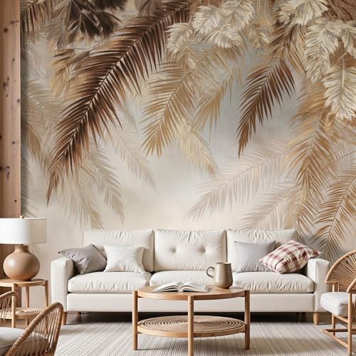 Dyjuaa Blätter Palmenblätter Fototapete Tropische Dschungel Tapete 350x256 cm Modern Pflanzen Fototapeten Vlies Tapeten Vliestapete Wandtapete Wandbild Wand Schlafzimmer Wohnzimmer Ornament