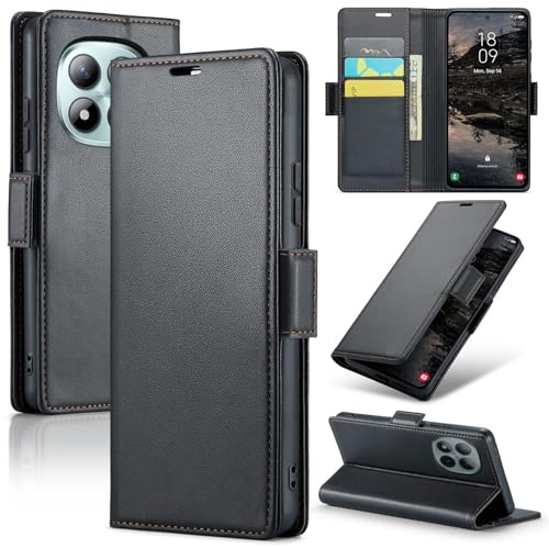 CLM-Tech Handyhülle kompatibel mit Xiaomi Redmi Note 15 Pro+ / 15 Pro Plus 5G Hülle - Tasche aus Premium PU Leder - Klapphülle mit Ständer und Kartenfächern - Wallet Case schwarz