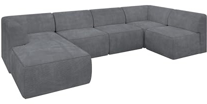ALTDECOR Ecksofa in U-Form Corner Sofa Bett Eckcouch Couch L-Form Wohnlandschaft Cauchsofa MOVO 345x180x78 Dunkelgrau