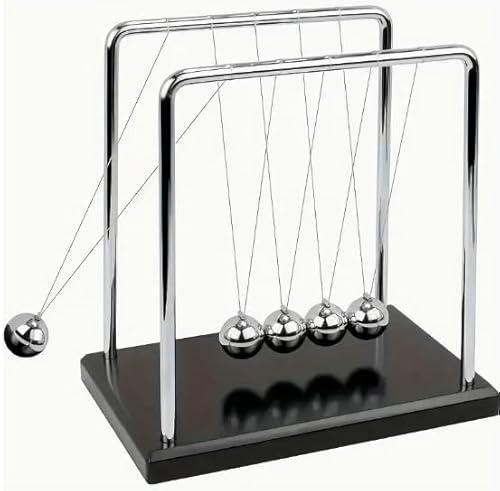 Miniature Newton's Cradle Desk Toy - Executive Desk Balance Pendulum | Office Decor and Stress-Relief - Mini Portable Newton's Cradle Cube with Swinging Balls - Isaac Newton's Balance Ball Gift