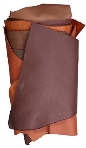 Langlauf Schuhbedarf 1KG Lederstücke Braun - Lederstücke - Zuschnitte aus echtem Leder in zufälligen Größen und klassischem Braun - Lederreste Stücke mit verschiedenen Formen - Handsortiert