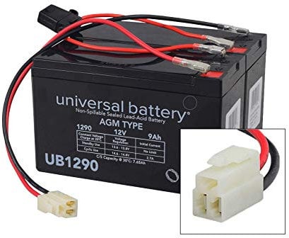 AlveyTech 24 Volt Battery Pack for Razor Pocket Mod Scooter (9 Ah, Versions 45+) - Replacement Rechargeable SLA AGM Deep Cycle, Set of x2 (12V) Batteries with Wiring Harness, Electric Bike Power Parts